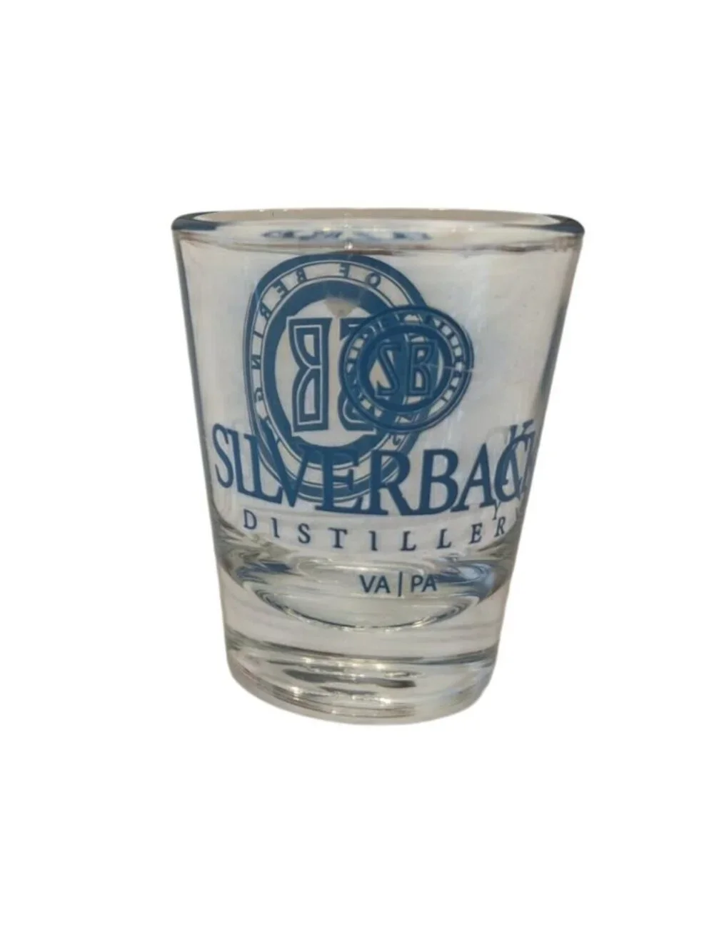 Silverback Distillery Shot Glass VA PA Spirit Beringei Blue Logo Barware Souveni